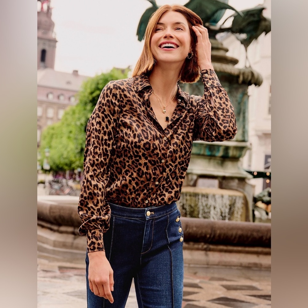 Talbots Soft Satin Charmeuse Button Front Shirt